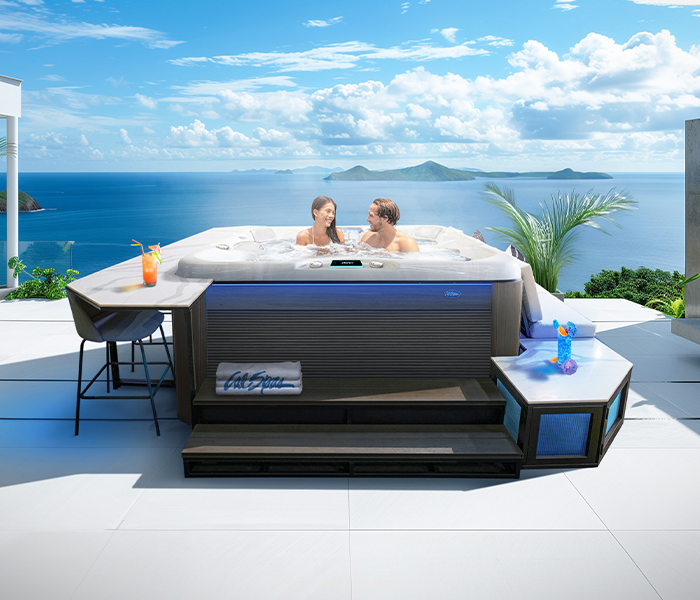 Calspas hot tub being used in a family setting - Lake Elsinore